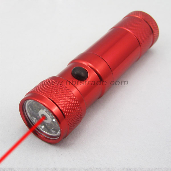 8 LED Flashlight With Laser Pointer