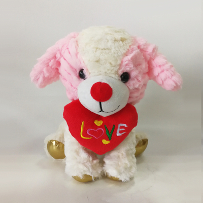 New Design Crushing PV Dog Puppy Plush Toys with love Heart