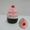 promotional stuffed soft toy plush cup cake keychain toy