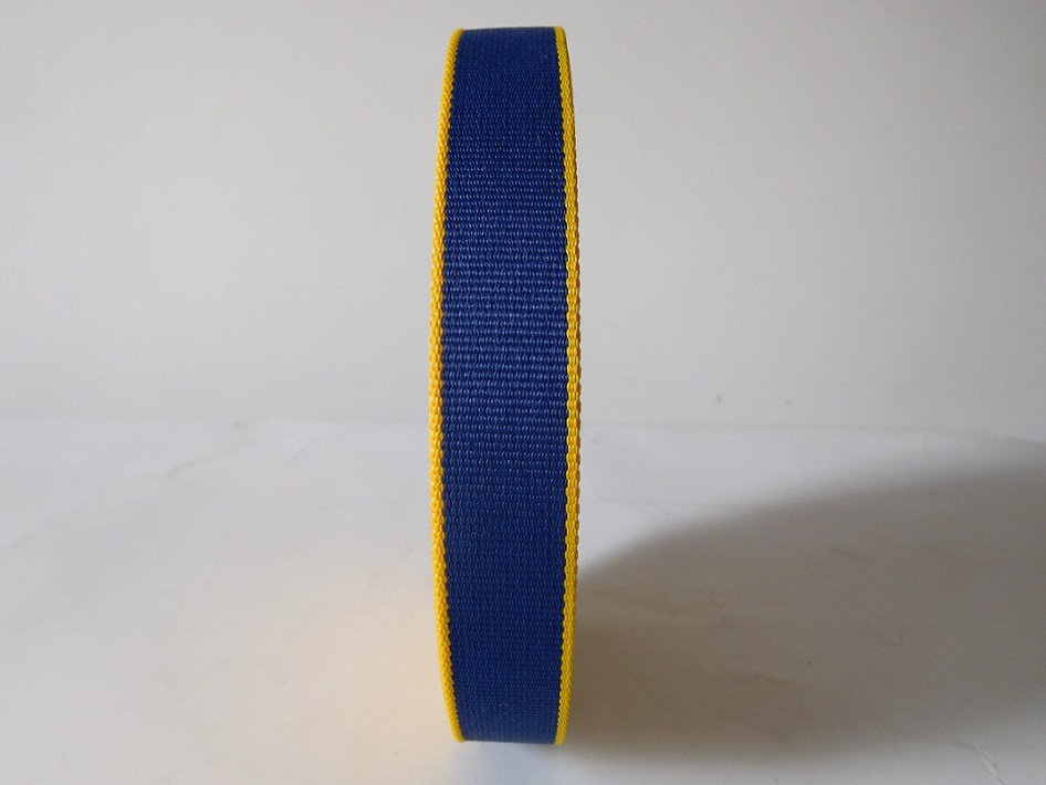 25mm blue&yellow secondary color polyester webbing for dog belt