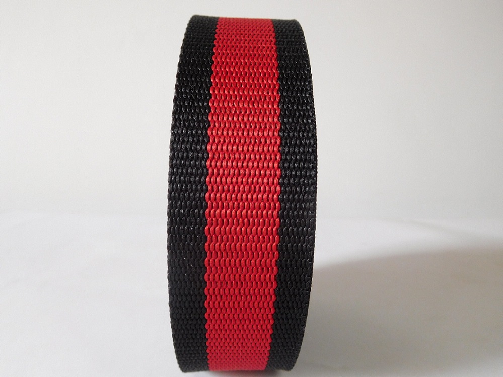 37mm black&red secondary color polyester webbing for belts