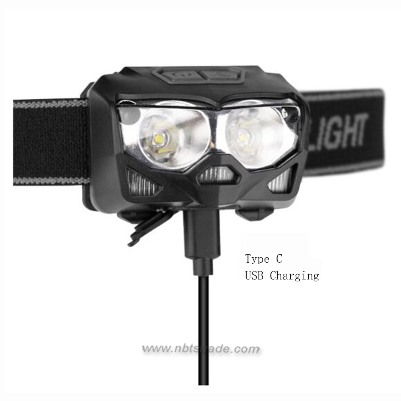 Rechargeable Dual Light Source LED Headlamp with Sensor