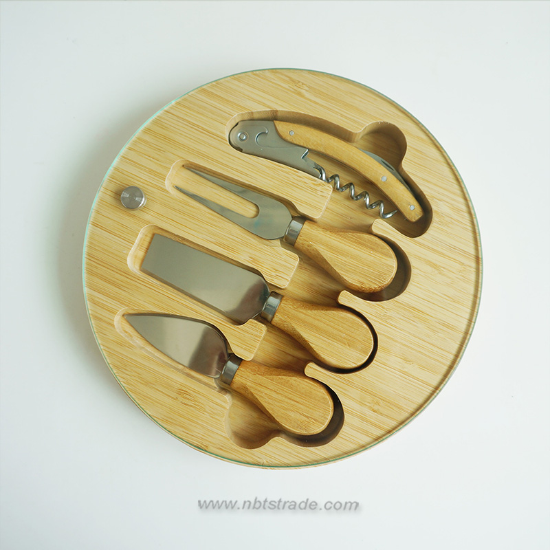 Glass Bamboo Serving Board with Cheese set
