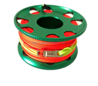 30m/100ft Aluminum Mini Scuba Diving Finger Reel Spool with SS 316 bolt snap