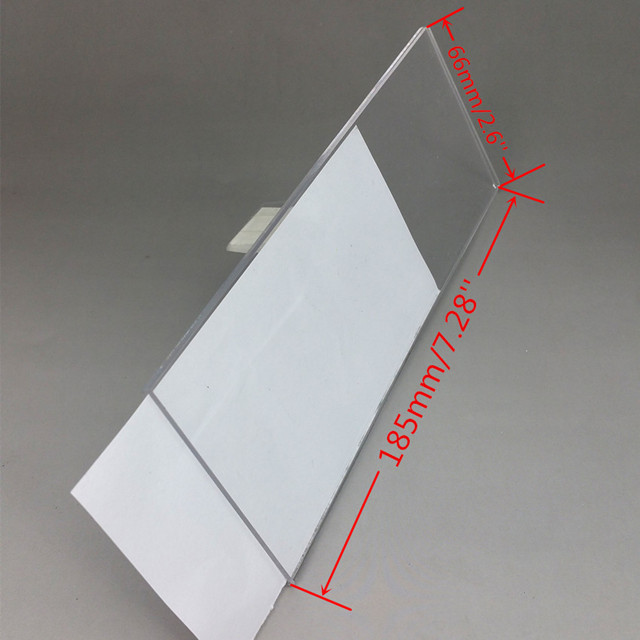 C045 POP Acrylic Plastic Sign Price Tag Card Paper Display Clips Holders For Retail Store Promotion Size185x66mm Good Quality
