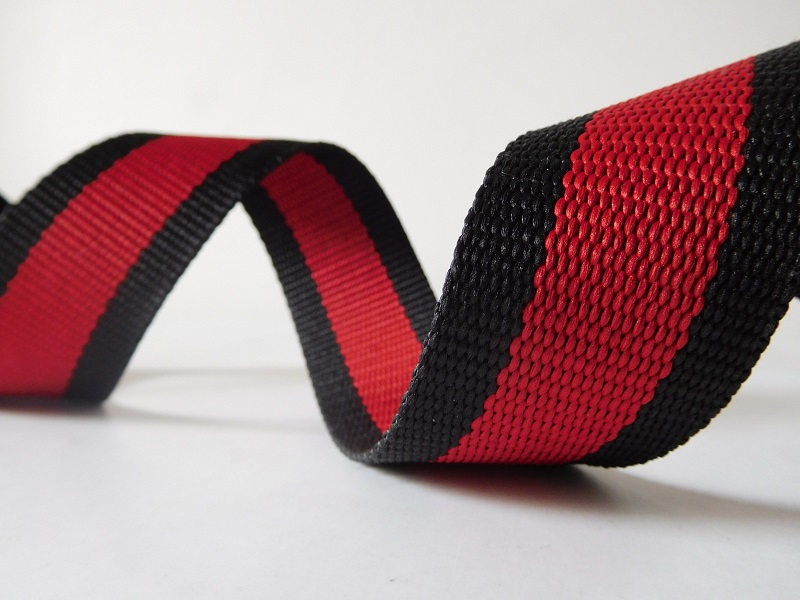 37mm black&red secondary color polyester webbing for belts