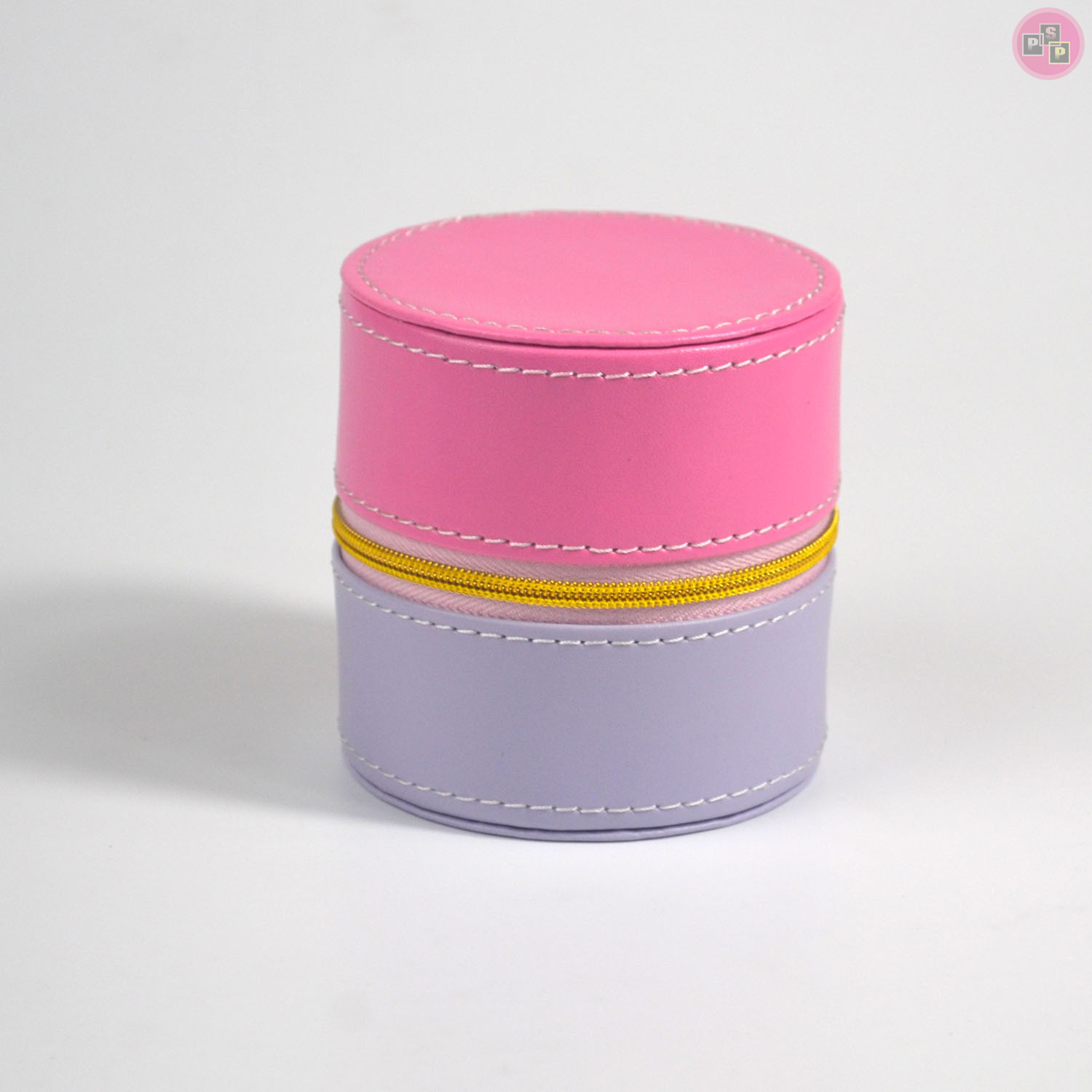 Pink Package Grey Leather Round Zipper Small Jewelry Pink Package Grey Leather Round Zipper Small Jewelry Box