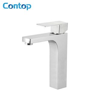 304 Stainless steel solid steel body brushed high-rise basin faucet