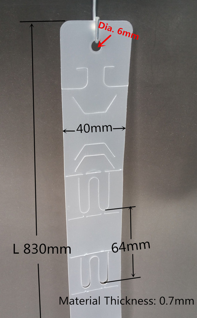 HS8340T07F Plastic Clear PP Retail Hanging Merchandising Clip Strip 12pcs Products Display In Supermarket Store L 830mm