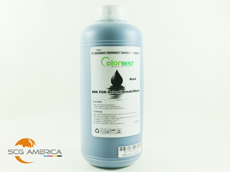 Black Eco Solvent Bottle Ink For Printer 1000ml