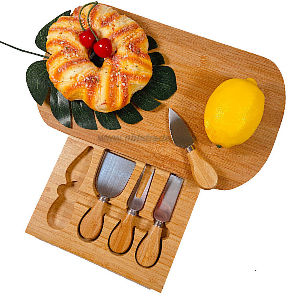 Portable Cheese Board Set with Cheese Knives Bamboo Cutting Board