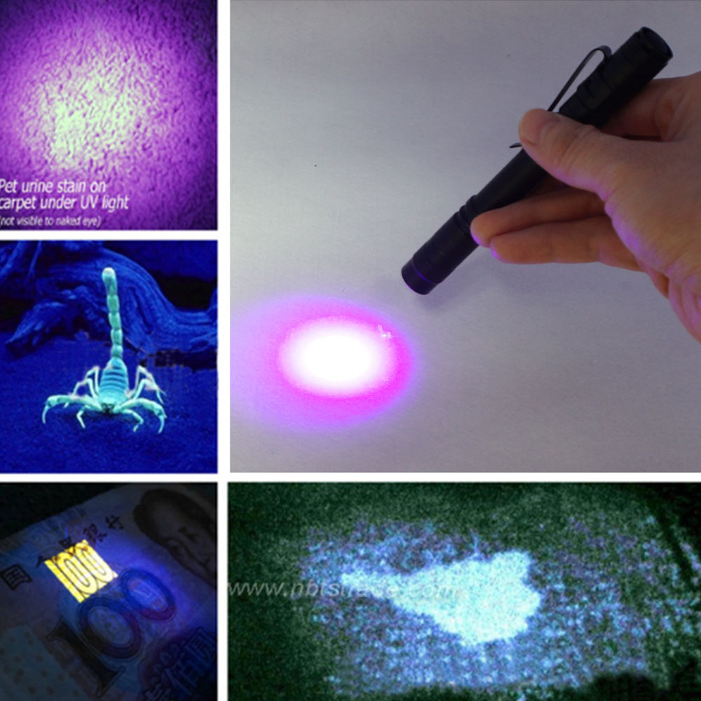 LED Pocket Penlight Flashlight UV Detector