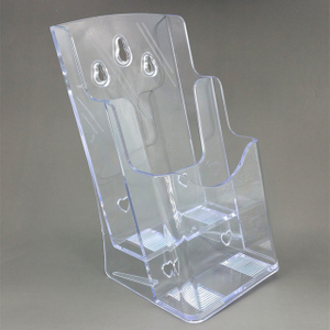 BH-L2A6 Clear A6 Phamplet Pocket 2 Tiers Plastic Brochure Literature Display Holder Stand To Insert Leaflet On Desktop