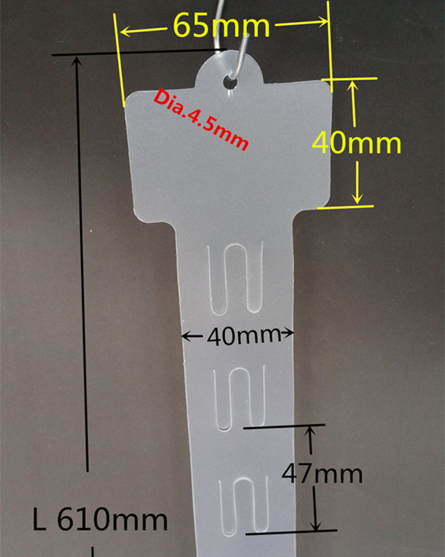 HSH6140T07 Plastic PP Retail Hanging Merchandising Clips Strips W40mm Products Display For Supermarket Store Promotion L610mm In Clear-Matt