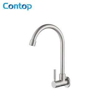 304 Stainless Steel Solid Body Single Cold Water in Wall Kitchen Faucet