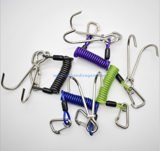 316 SS Reef Double Hook with Spiral Coil Lanyard