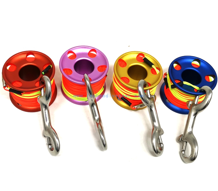  30M Aluminum Mini Scuba Diving Reel Spool with 90MM SS double end clip