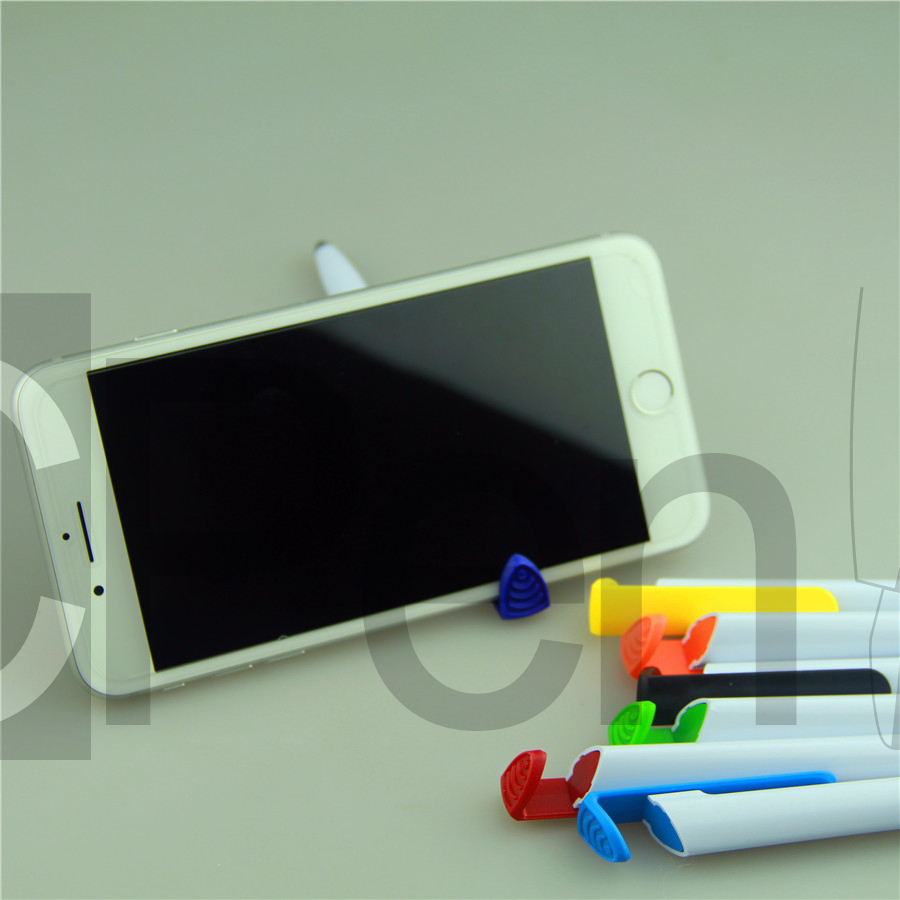 2 in 1 phone holder pen advertising promotional plastic ball pen in triangle shape large printing area with factory cheap price