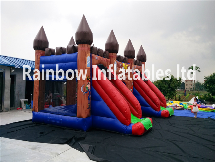 RB2016（ 8x6m ） Inflatables Pirate Bouncy Castle With Double Slide For Theme Park