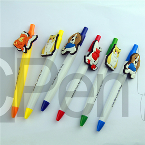 Gift set cute customized design plastic with soft PVC ballpoint pen PVC pen