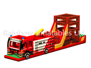 RB5201(16x2.3x5m) Inflatable hot fire engine Obstacle Course