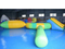Inflatable Floating island water park games/trampoline combo with water slide RB32075