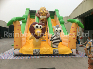 RB6038-1(7x5x5.5m) Inflatable Jungle Theme Customized Commercial Slide With Different Animals For Kids