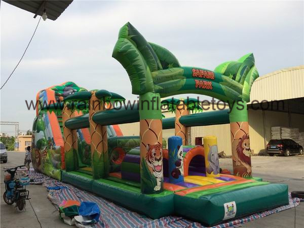 RB5056(14x4x6m) Infltable Long Jugle Theme Obstacle Course For Kids