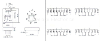1位1.2英寸7段双色LED数码管 (WD12011-AEG/BEG/CEG/DEG)
