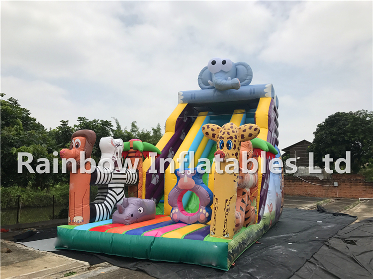 RB6039（9x5x7m） Inflatables Jungle Slide With Amusing Animals 