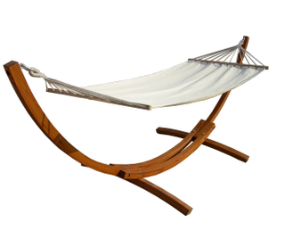 3.5M Poly Cotton Hammock With Arc Wooden Frame 