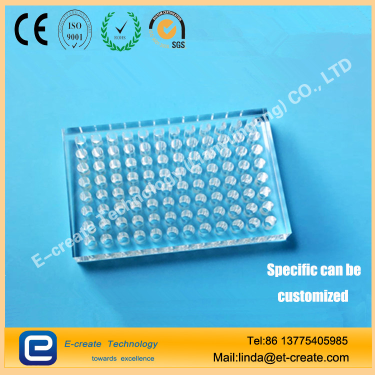 Integrated 96-well quartz microplate for microplate reader
