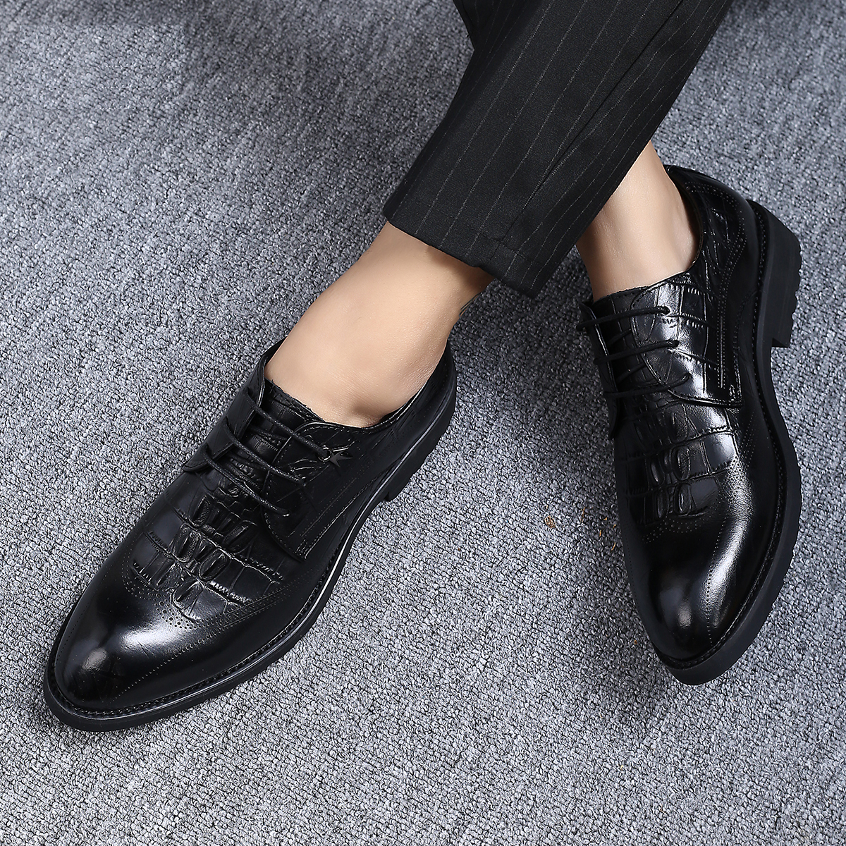 2022 new leather comfortable lace-up shoes men's black fashion shoes business dress men's shoes