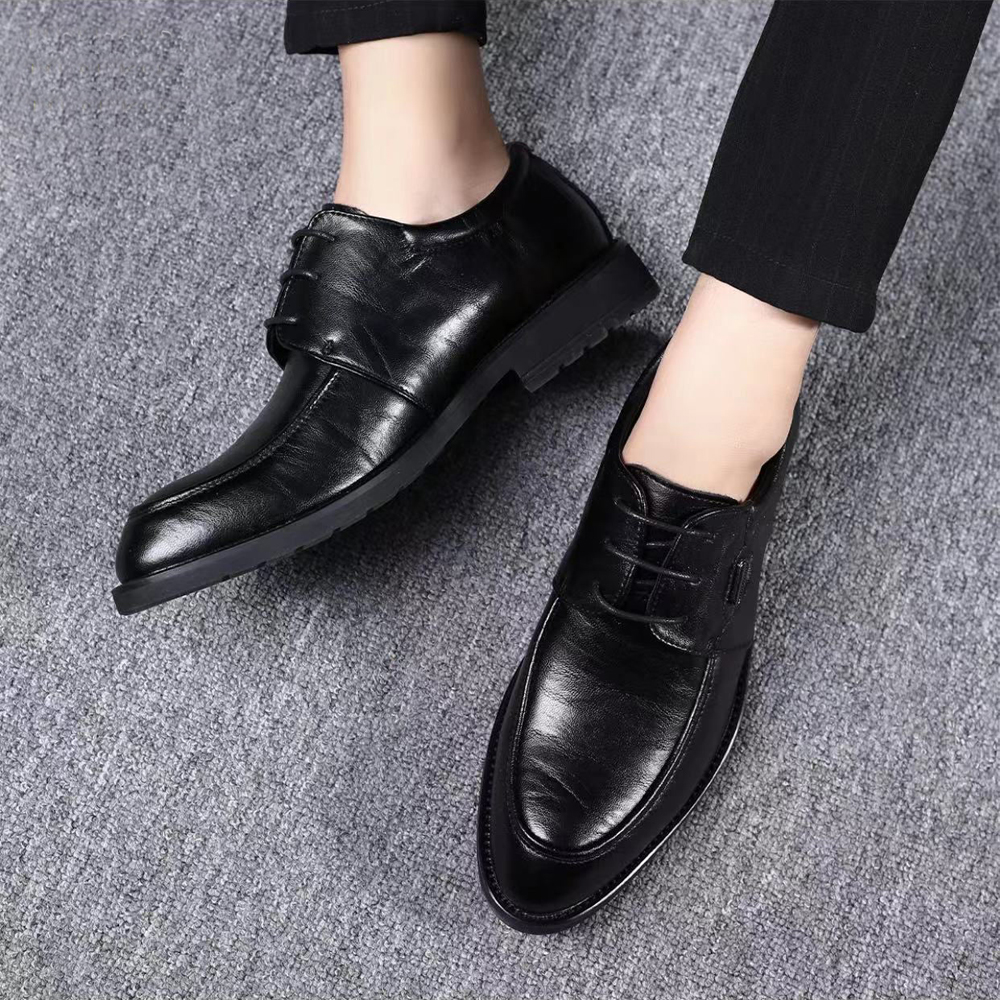cheap split cow leather rubber outsole formal shoes men office genuine leather black Zapatos de hombre de negocios