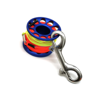 30 M High Visibility Aluminum Mini Scuba Diving Figner Spool with Brass Swivel 