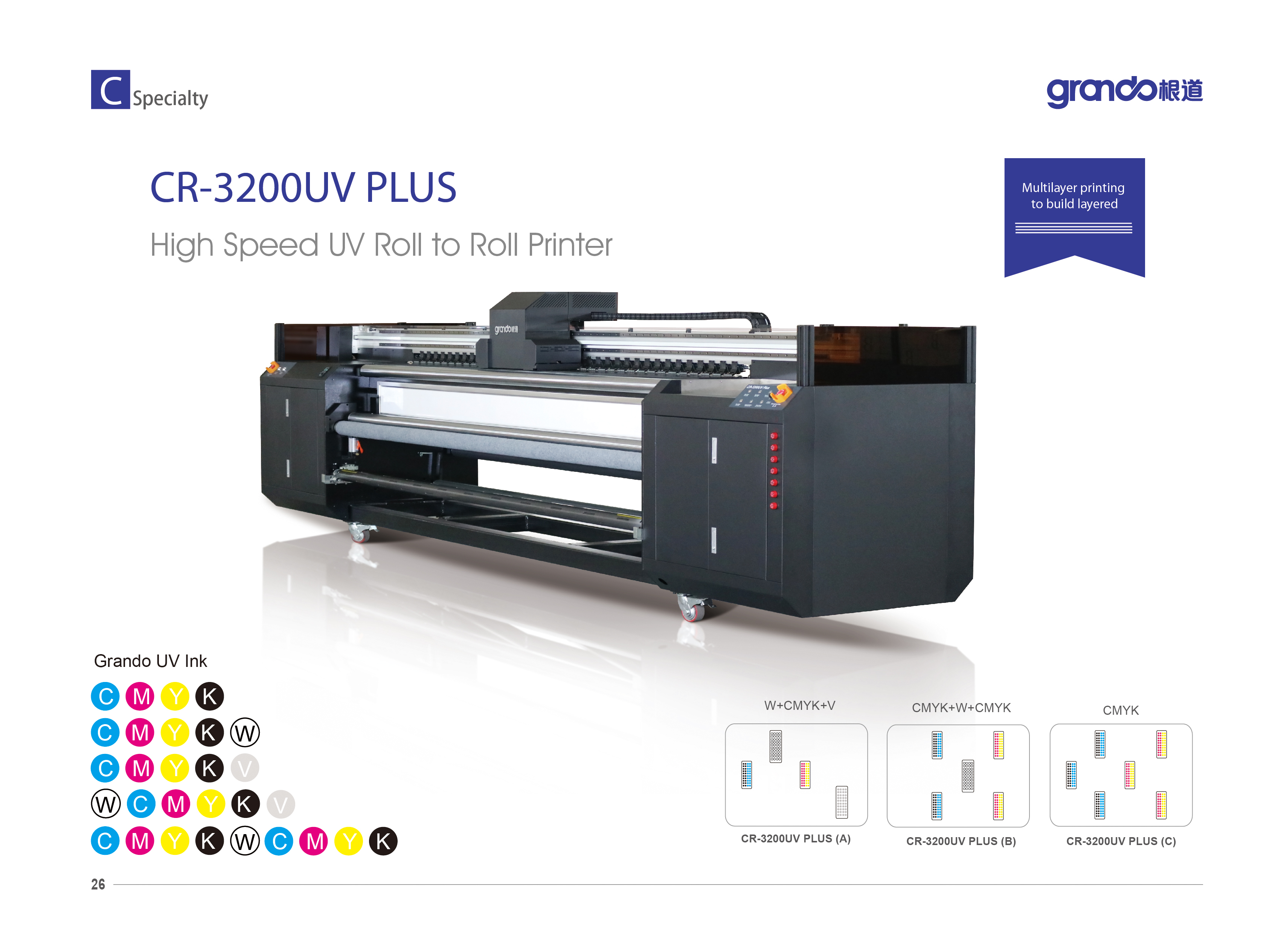 GRANDO GD3200CR-UV plus 128'' Roll To Roll Printer with 4 Ricoh Gen5 Printhead 