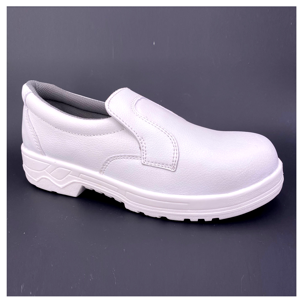 Light weight microfiber upper steel toe anti-slip kitchen cook phymacy hospital waterproof pu injected sole safety shoes