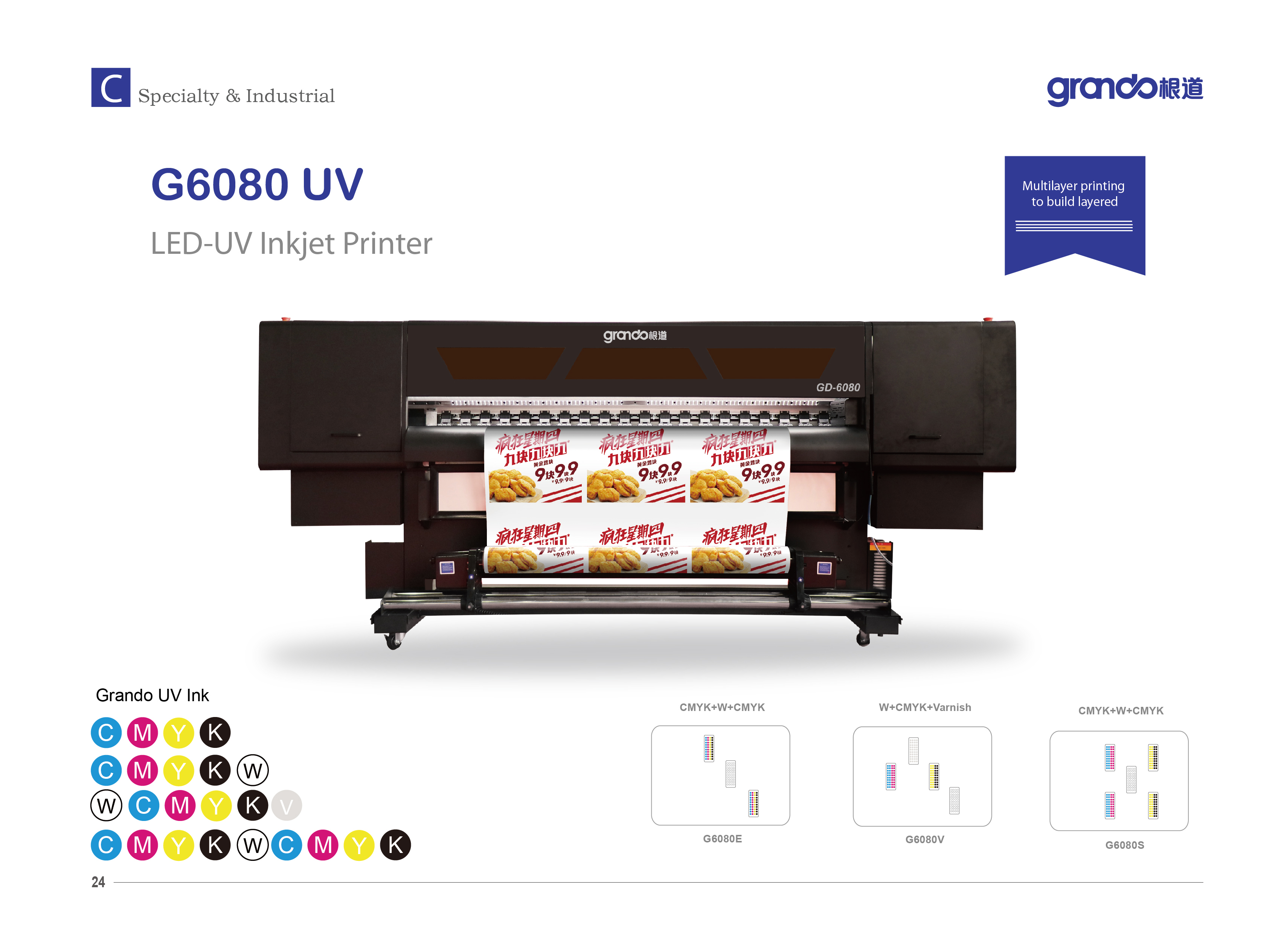 G6080 UV 72" Roll to Roll high speed printer with 6pc Ricoh print head