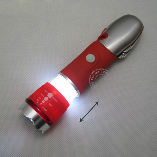 Multi Function Adjustable LED Flashlight with Multi Tool And Hidden Hammer And Cutter