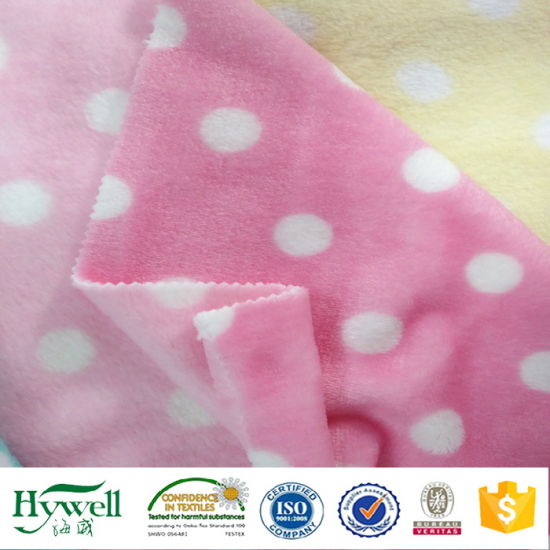 100% poliéster de impresión de tela de lana de coral para el pijama de la bata de baño del tiro de la manta