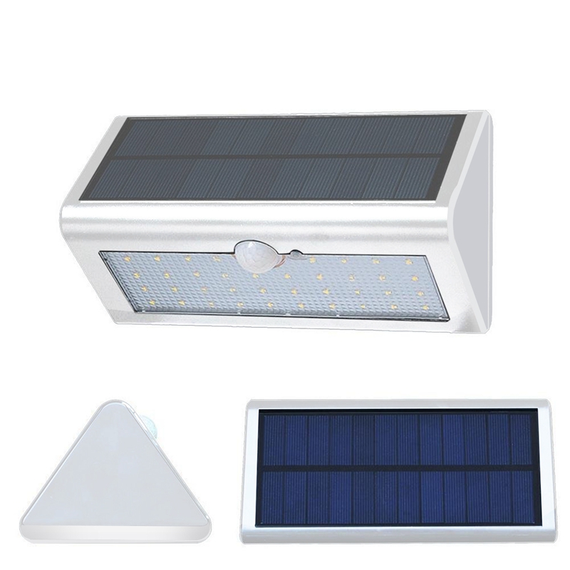 Waterproof Solar Powered LED Solar Garden Lamp Motion Sensor 48 LEDs Metal Wall Decoration Light 