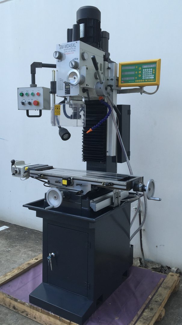 MD45. Mill Drill. Steelmaster Geared Head Drive, Dovetail Guides, Coolant, LED Work Light