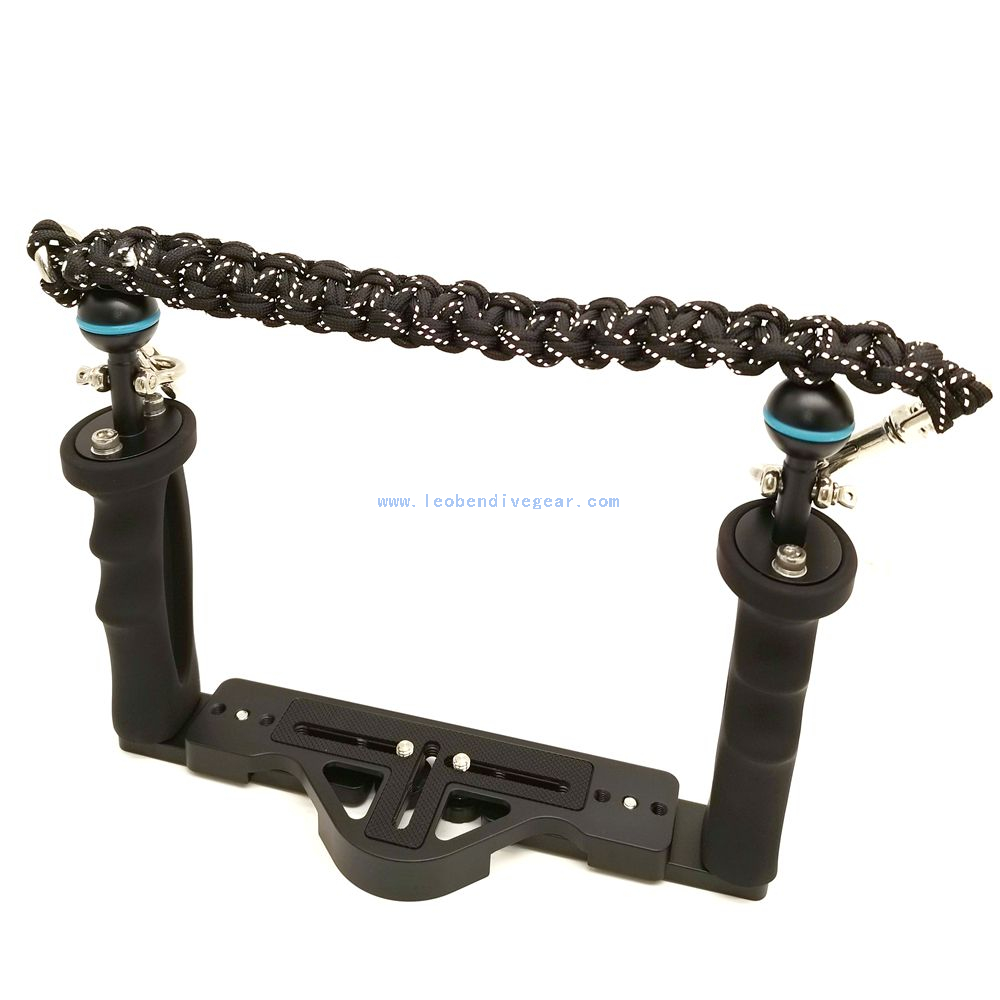 Aluminum underwater double base tray for diving camera housings