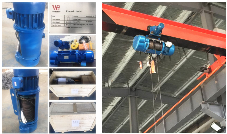 Description of lifting weight and turning radius of wire rope electric