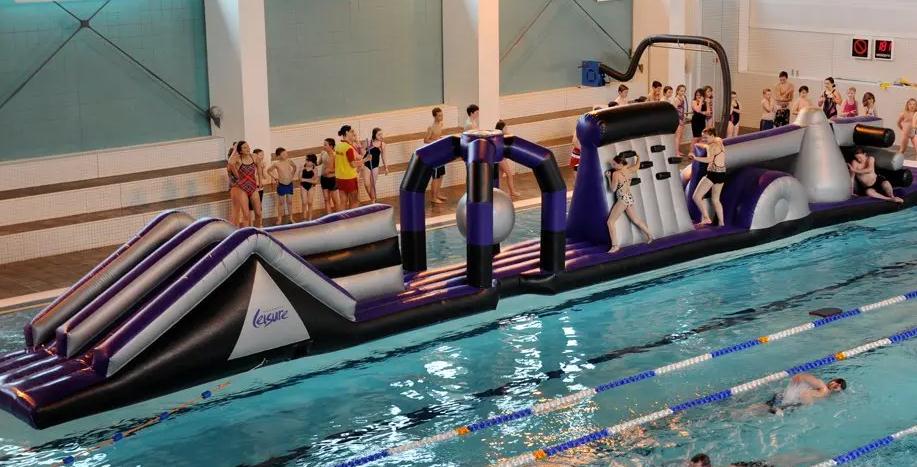 0.9mm tarpaulin Inflatable Aqua Run Water Obstacle Game For Swimming Pool