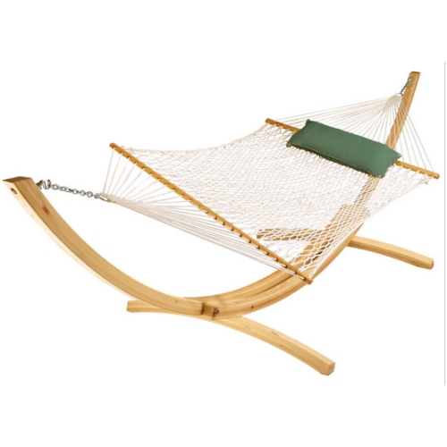 100% Cotton Hammock With Arc Wooden Frame 