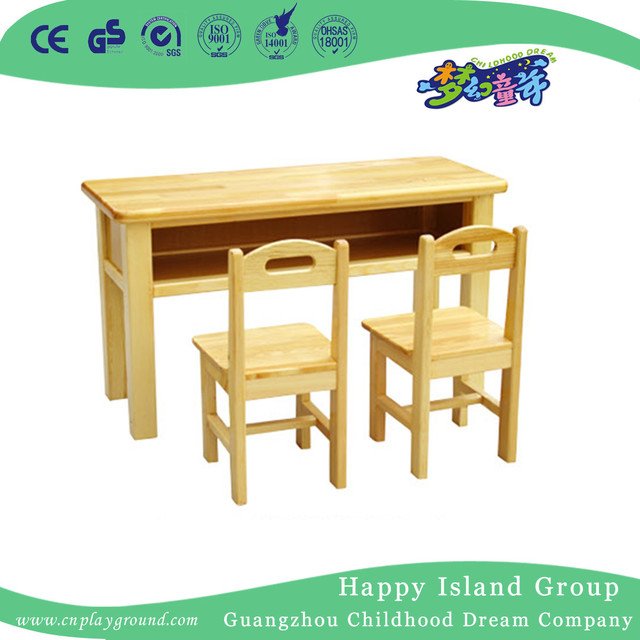 Muebles de jardín de infantes Aula Doble de roble con cajón para dos niños (HG-3801)