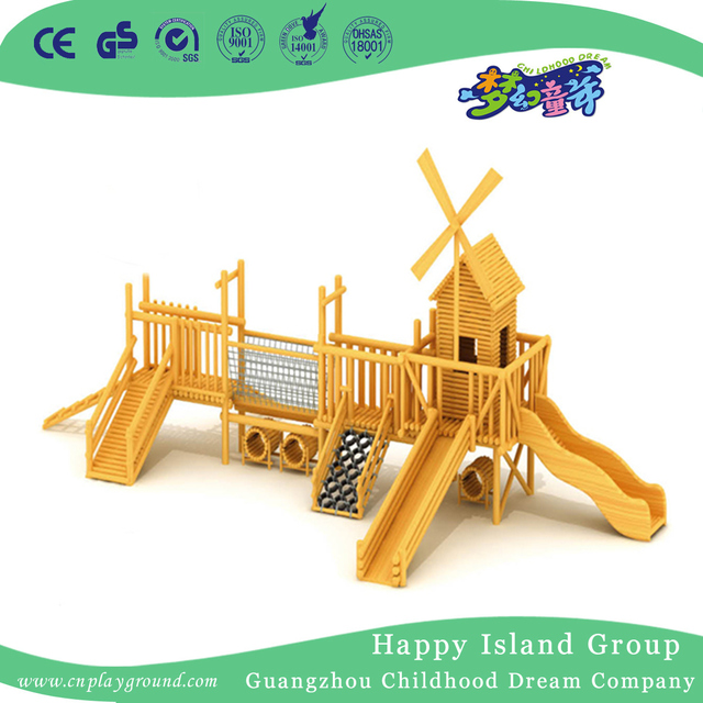 Patio de madera al aire libre de la diapositiva de los niños del barco pirata (HF-16801)
