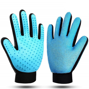 Pet Left and Right Hand 2 in 1 Pair Silicone Dog Grooming Gloves Remove the brush Clean Pet Fur Hairs