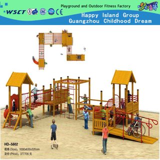 Équipement de terrain de jeu d'aventure en bois de famille en plein air à vendre (HD-5602)